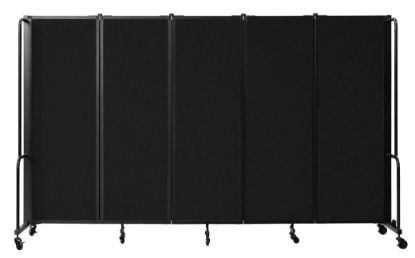 Picture of NPS® Room Divider, 6' Height, 5 Sections, Black Panels and Black Frame