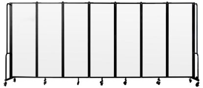 Picture of NPS® Room Divider, 6' Height, 7 Sections, Clear Acrylic Panels, Black Frame