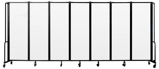 Picture of NPS® Room Divider, 6' Height, 7 Sections, Clear Acrylic Panels, Black Frame