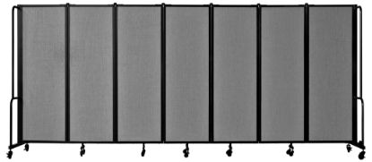 Picture of NPS® Room Divider, 6' Height, 7 Sections, Grey Panels and Black Frame