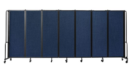 Picture of NPS® Room Divider, 6' Height, 7 Sections,  Blue Panels and Black Frame