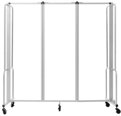 Picture of NPS® Room Divider, 6' Height, 3 Sections, Clear Acrylic Panels, Grey Frame