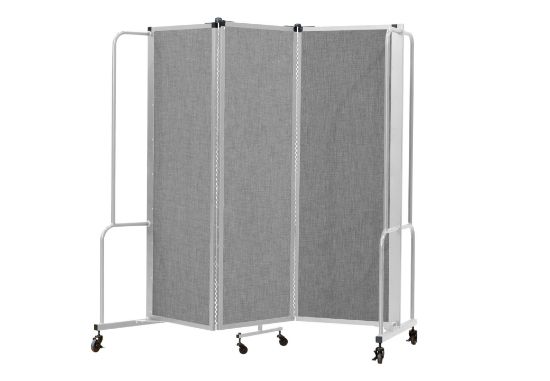 Picture of NPS® Room Divider, 6' Height, 3 Sections, Grey Panels, Grey Frame