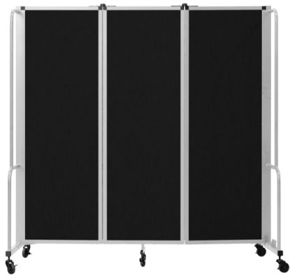 Picture of NPS® Room Divider, 6' Height, 3 Sections, Black Panels, Grey Frame