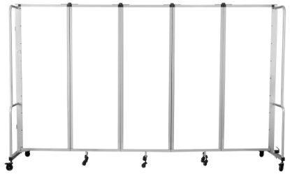 Picture of NPS® Room Divider, 6' Height, 5 Sections, Clear Acrylic Panels, Grey Frame