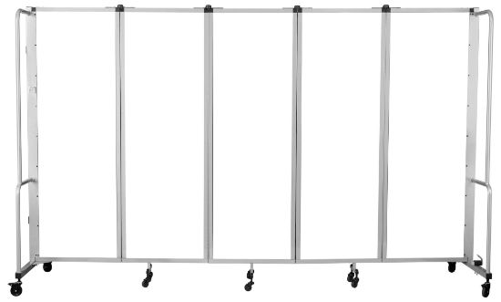 Picture of NPS® Room Divider, 6' Height, 5 Sections, Clear Acrylic Panels, Grey Frame