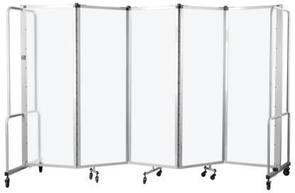 Picture of NPS® Room Divider, 6' Height, 5 Sections, Frosted Panels, Grey Frame