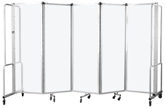 Picture of NPS® Room Divider, 6' Height, 5 Sections, Frosted Panels, Grey Frame