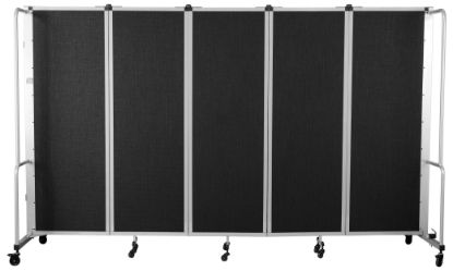 Picture of NPS® Room Divider, 6' Height, 5 Sections, Black Panels, Grey Frame