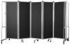 Picture of NPS® Room Divider, 6' Height, 5 Sections, Black Panels, Grey Frame