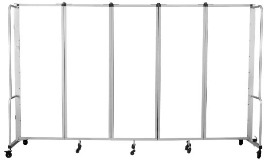 Picture of NPS® Room Divider, 6' Height, 5 Sections, Whiteboard Panels, Grey Frame