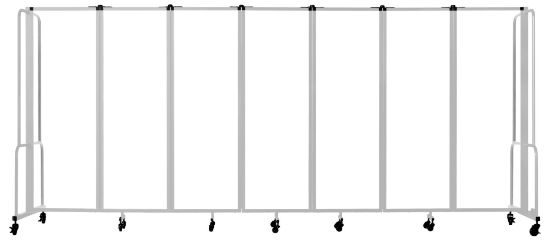 Picture of NPS® Room Divider, 6' Height, 7 Sections, Clear Acrylic Panels, Grey Frame