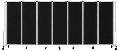 Picture of NPS® Room Divider, 6' Height, 7 Sections, Black Panels, Grey Frame