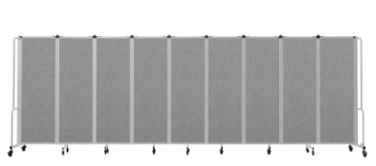 Picture of NPS® Room Divider, 6' Height, 9 Sections, Grey Panels, Grey Frame