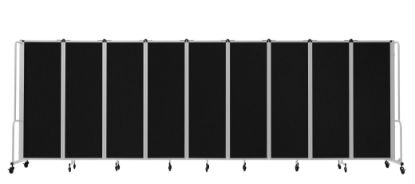 Picture of NPS® Room Divider, 6' Height, 9 Sections, Black Panels, Grey Frame