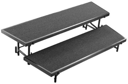 Picture of NPS® 2 Level Tapered Standing Choral Riser, Black Carpet (18"x96" Platform)