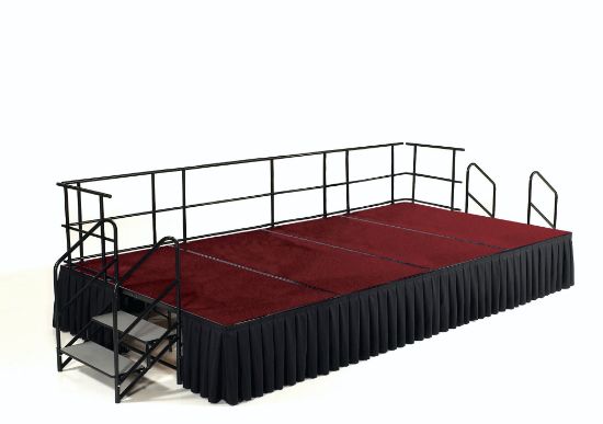 Picture of NPS®  8' x 12' Stage Package, 24" Height, Red Carpet, Box Pleat Black Skirting