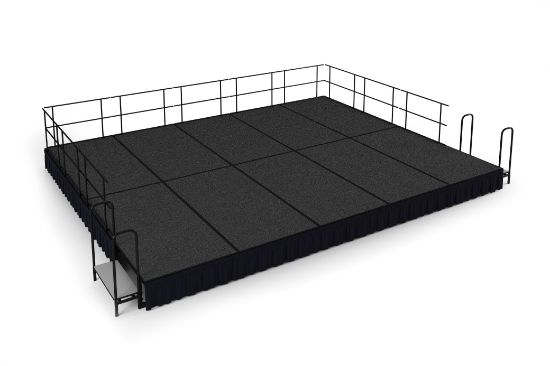 Picture of NPS® 16' x 20' Stage Package, 16" Height, Grey Carpet, Shirred Pleat Black Skirting