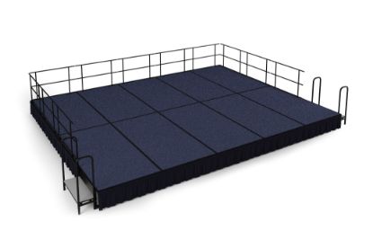 Picture of NPS® 16' x 20' Stage Package, 16" Height, Blue Carpet, Shirred Pleat Black Skirting