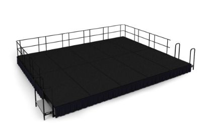 Picture of NPS® 16' x 20' Stage Package, 16" Height, Black Carpet, Shirred Pleat Black Skirting