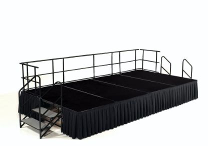 Picture of NPS®  8' x 16' Stage Package, 24" Height, Black Carpet, Box Pleat Black Skirting