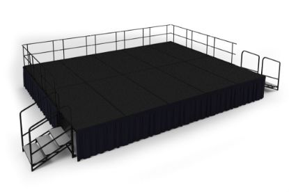 Picture of NPS® 16' x 20' Stage Package, 32" Height, Black Carpet, Shirred Pleat Black Skirting