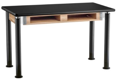 Picture of NPS® Signature Science Lab Table, Black, 24 x 54, HPL Top, Book Compartments