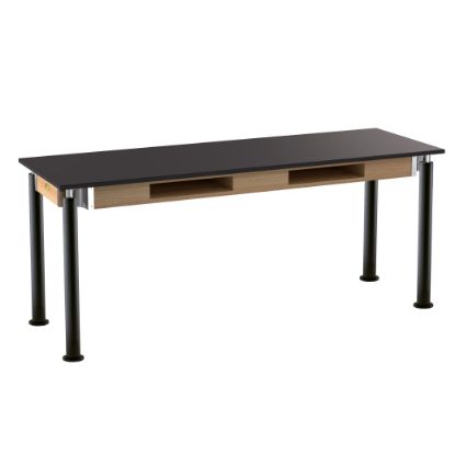 Picture of NPS® Signature Science Lab Table, Black, 24 x 72, Chemical Resistant Top, Book Compartments