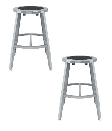 Picture of (2 Pack) NPS®   18-26" Height Adjustable Titan Stool, Black Steel Seat, Grey Frame