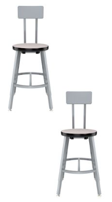 Picture of (2 Pack) NPS®   18-26" Height Adjustable Titan Stool with Backrest, MDF Protect Edge Seat, Grey Frame