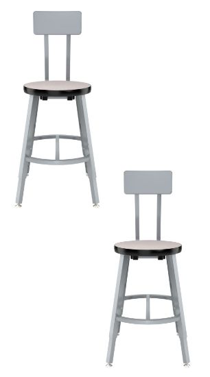 Picture of (2 Pack) NPS®   18-26" Height Adjustable Titan Stool with Backrest, MDF Protect Edge Seat, Grey Frame