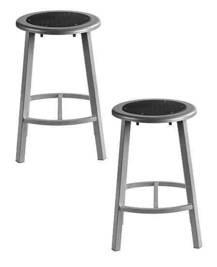 Picture of (2 Pack) NPS®   24" Titan Stool, Black Steel Seat, Grey Frame