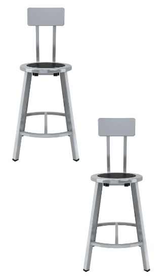 Picture of (2 Pack) NPS®   24" Titan Stool, Black Steel Seat and Backrest, Gray Frame