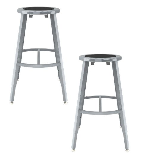 Picture of (2 Pack) NPS®   24-32" Height Adjustable Titan Stool, Black Steel Seat, Grey Frame