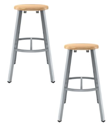 Picture of (2 Pack) NPS®   30" Titan Stool, Solid Wood Seat, Grey Frame