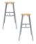 Picture of (2 Pack) NPS®   30-38" Height Adjustable Titan Stool, Solid Wood Seat, Grey Frame