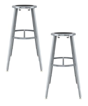 Picture of (2 Pack) NPS®   30-38" Height Adjustable Titan Stool, Black Steel Seat, Grey Frame