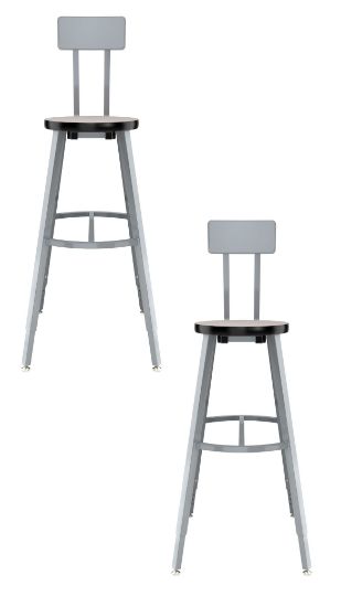 Picture of (2 Pack) NPS®   30-38" Height Adjustable Titan Stool with Backrest, MDF Protect Edge Seat, Grey Frame